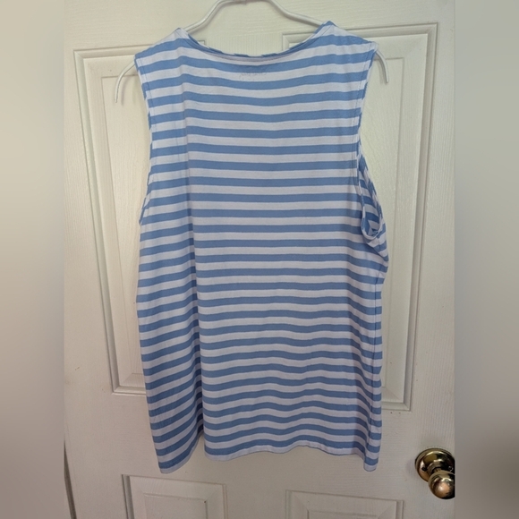 Coral Bay Blue And White  Striped Women's Top Size Large (EUC) - Picture 7 of 8